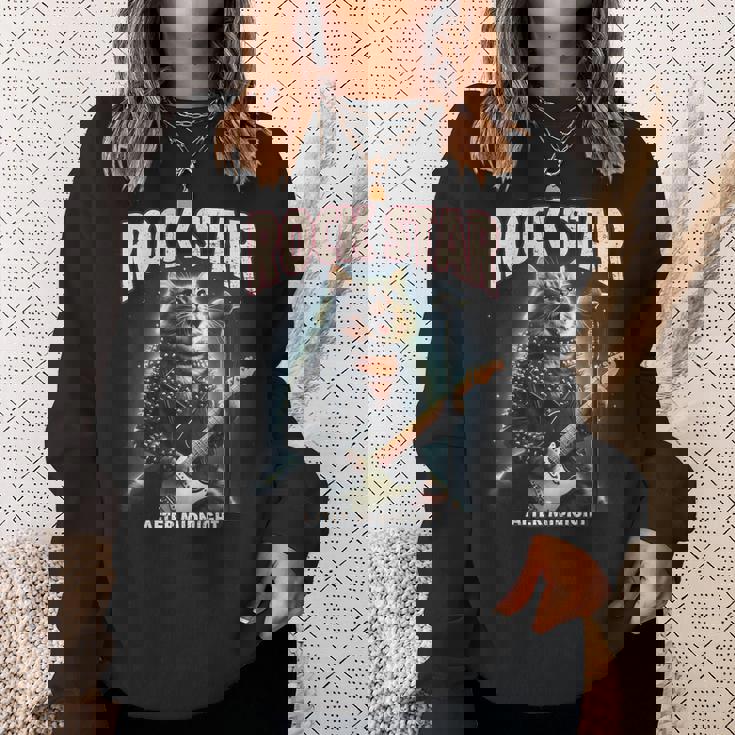 面白い猫 ギタリスト エレクトリックギター ロックスター 猫 スウェットシャツ 彼女への贈り物