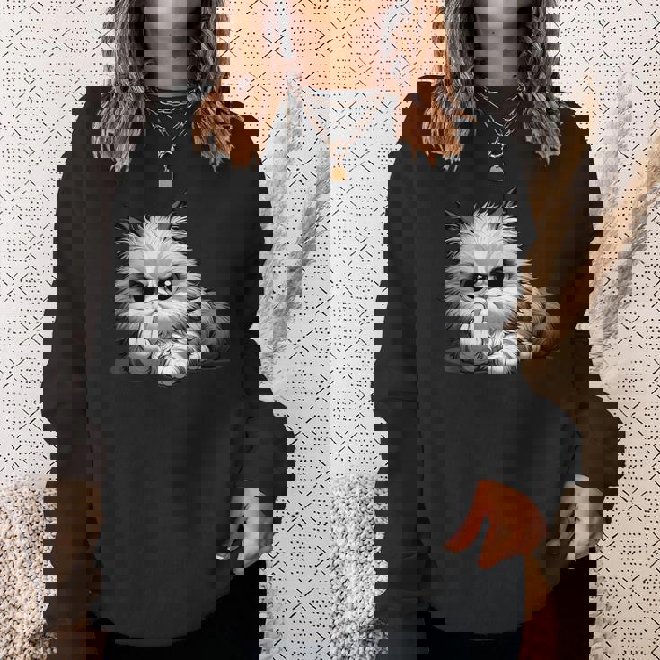 面白い猫 中指 皮肉 いたずらな 発言 スウェットシャツ 彼女への贈り物