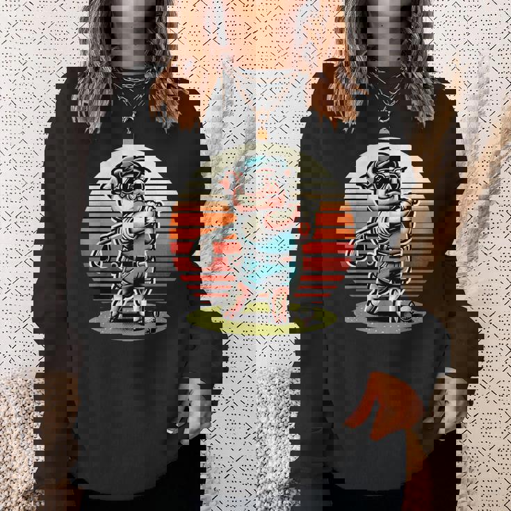 面白い豚ゴルファークールなゴルフスポーツクラブデザイン。 スウェットシャツ 彼女への贈り物