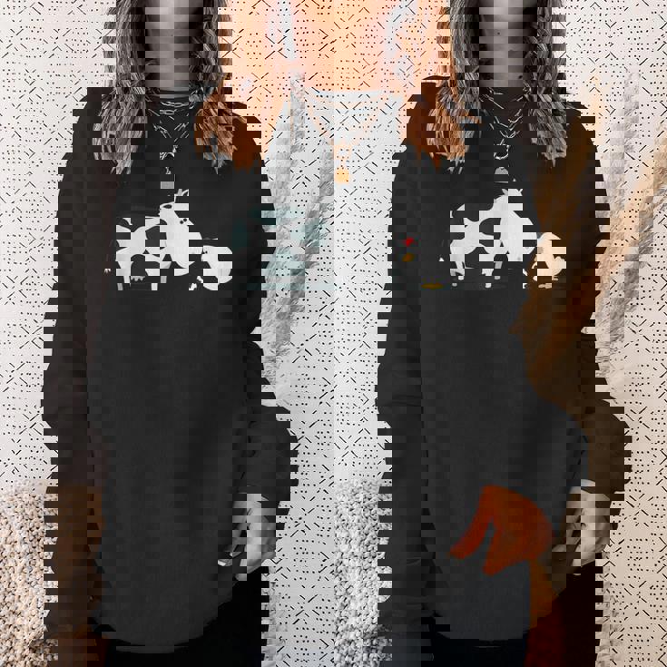 面白くてかわいい牛と鶏 牛柄 卵 漫画 スウェットシャツ 彼女への贈り物