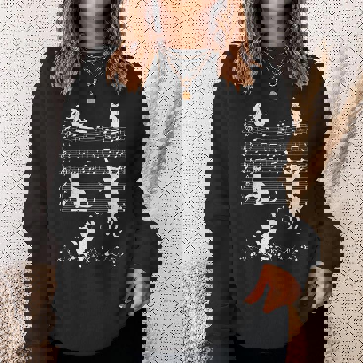 音楽好きな人 ピアノ猫 音符で演奏 ミュージシャン スウェットシャツ 彼女への贈り物