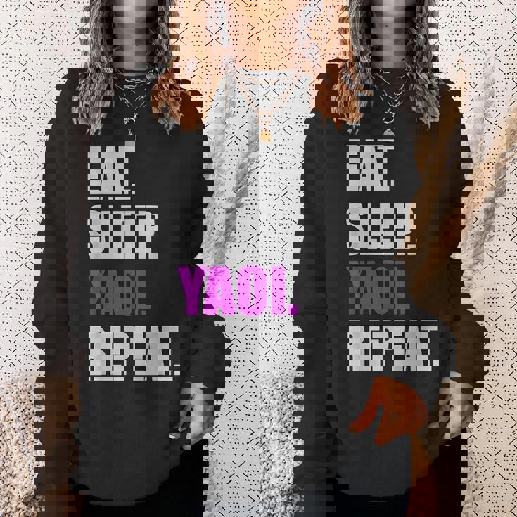 食べて寝てヤオイリピートヤオイボーイの恋愛漫画 スウェットシャツ 彼女への贈り物