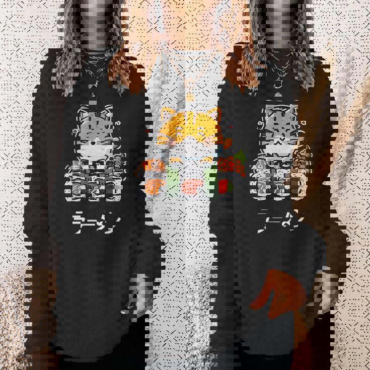 食べ物好きのためのかわいい日本のかわいい猫寿司 スウェットシャツ 彼女への贈り物