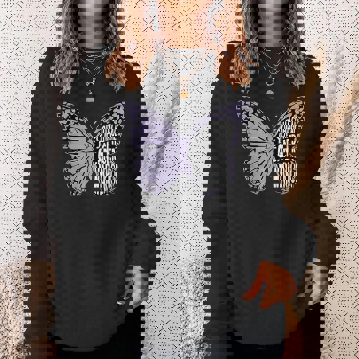 食道がん啓発ツルニチニチソウリボン スウェットシャツ 彼女への贈り物