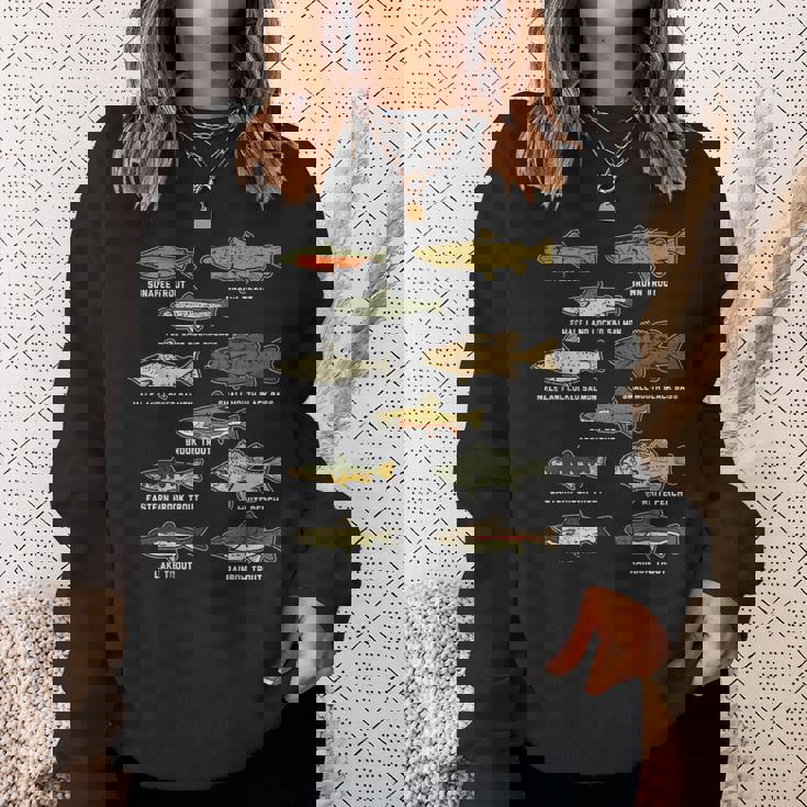 魚の種のトラウトのサーモンのバス釣りの漁師のアングラーのギフト スウェットシャツ 彼女への贈り物