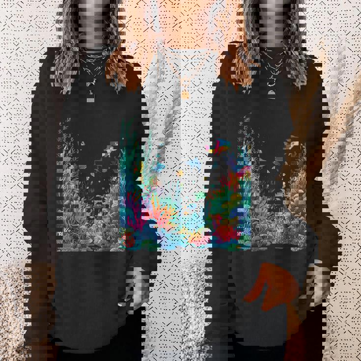 鮮やかなサンゴ礁海洋生物のシーン スウェットシャツ 彼女への贈り物