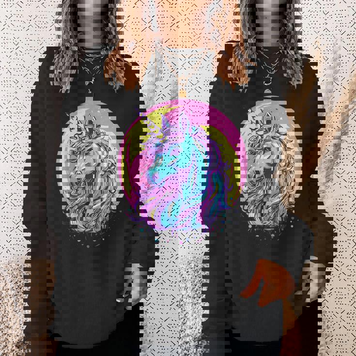 鮮やかなユニコーン マジック ファンタジー ムーンライト スウェットシャツ 彼女への贈り物