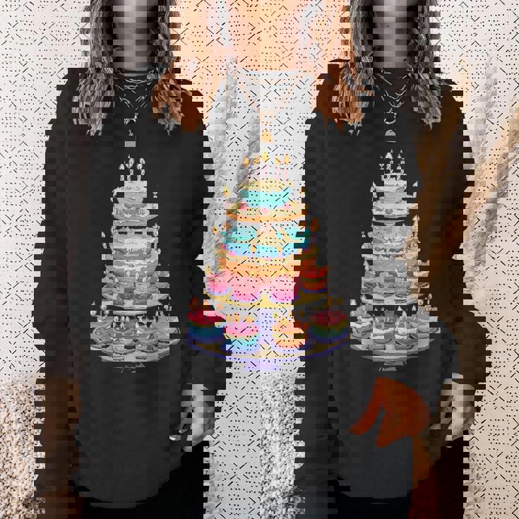 鮮やかな多層バースデーケーキ スウェットシャツ 彼女への贈り物