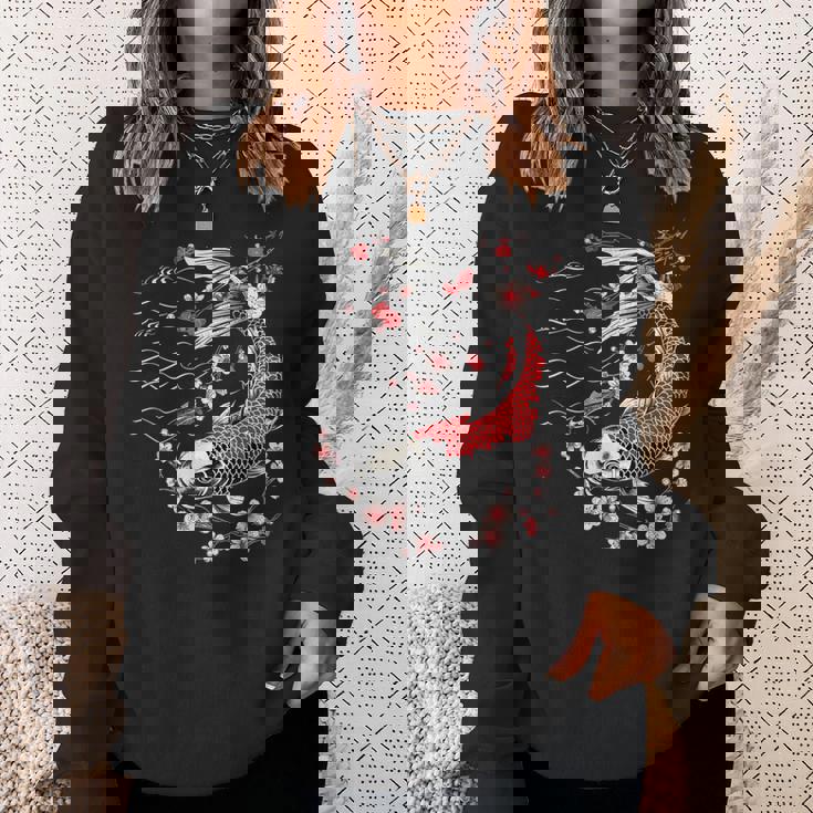 鯉 桜 桜 季節 錦鯉 魚 アジアン スウェットシャツ 彼女への贈り物