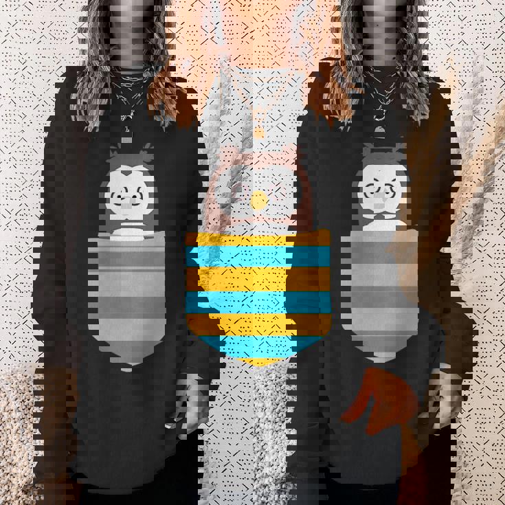 鳥好きのギフト フクロウのフクロウ 胸ポケット付き スウェットシャツ 彼女への贈り物