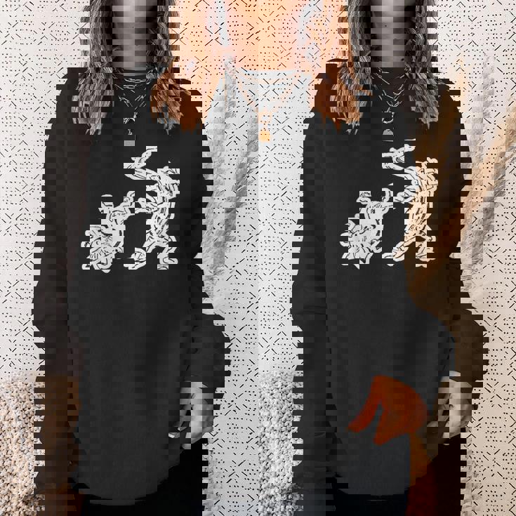 鳥獣戯画《蛙と兎・相撲》かえる うさぎ【日本・世界の名画】日本画 和柄 美術館アート スウェットシャツ 彼女への贈り物