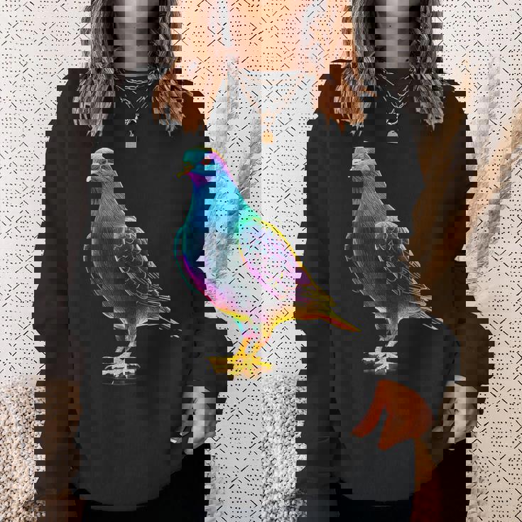 鳩 カラフル 動物 動物園 アートワーク 鳩 スウェットシャツ 彼女への贈り物