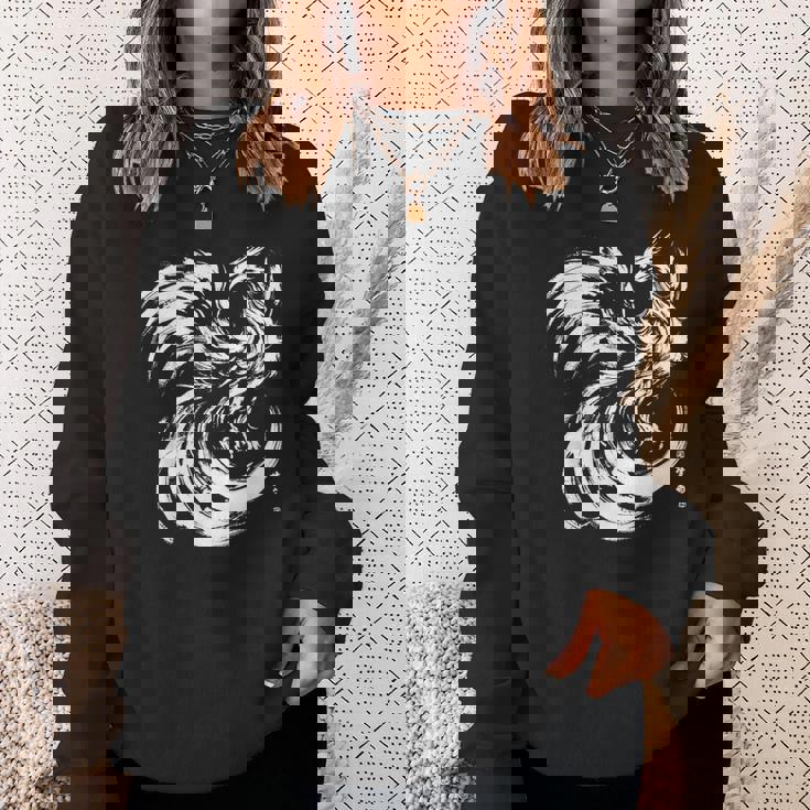 鳳凰 面白いtシャツ イラスト 絵 タトゥー 刺青 風 メンズ おもしろ 面白い 服 オリジナル ドラゴン ネタ 浮世絵 スウェットシャツ 彼女への贈り物