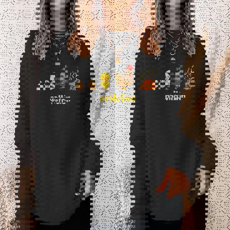 おもしろ 鶏の一生 Ovolution 食物連鎖 スウェットシャツ 彼女への贈り物