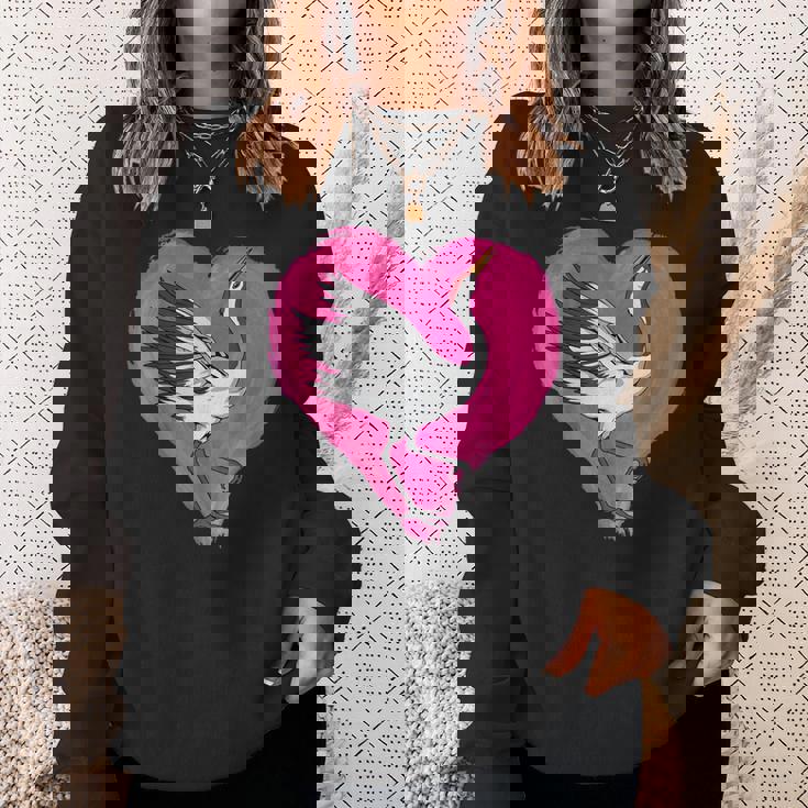 鶴 ハートデザインラブ 鶴 恋人 鶴 スウェットシャツ 彼女への贈り物