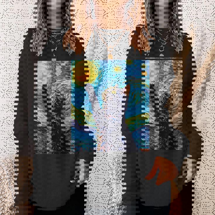 黒猫のヴィンテージアート 猫好き 猫飼い 猫 ネコ ねこくろねこ好き 面白い サプライズ ギフト にゃんこ スウェットシャツ 彼女への贈り物