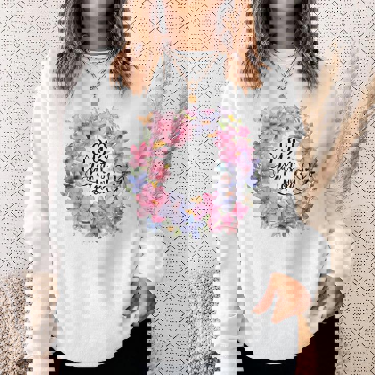 92年間愛された 92歳の誕生日フローラルリース 長袖tシャツ スウェットシャツ 彼女への贈り物