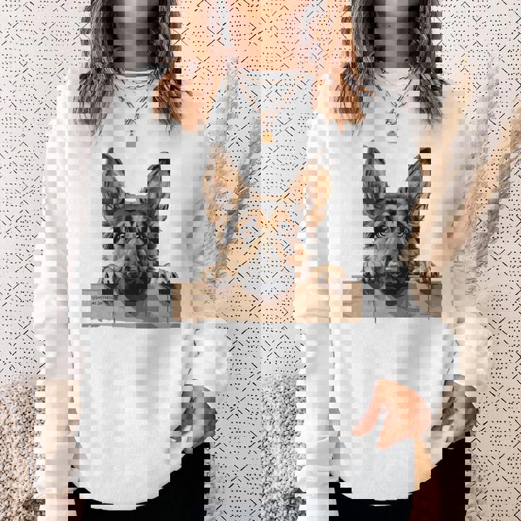 Affectionate Peek ジャーマンシェパードドッグ 長袖tシャツ スウェットシャツ 彼女への贈り物