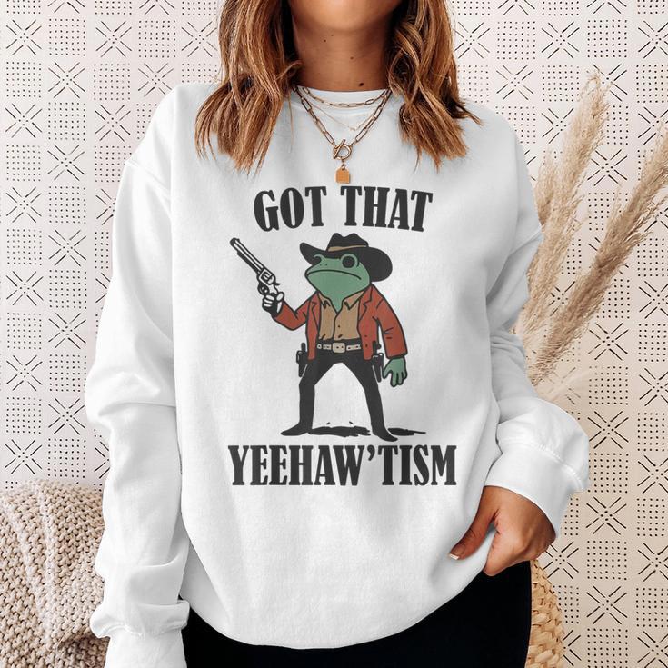 Country Cowboy Rodeo Western Frog Got That Yeehaw'tism Sweatshirt Gifts for Her