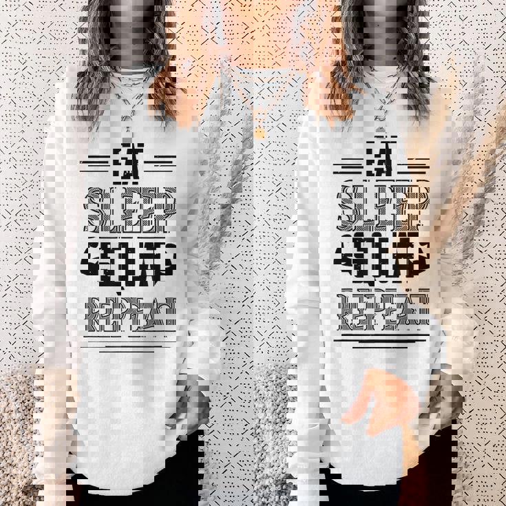 Eatleepquat Repeat 面白いジムワークアウト スウェットシャツ 彼女への贈り物