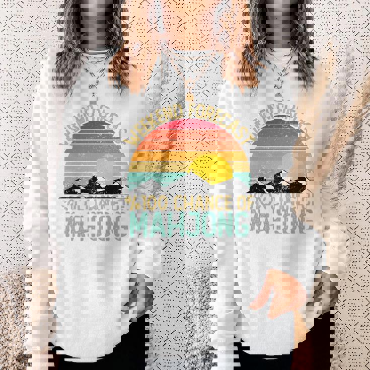 Weekend Forecast 麻雀シャツ 面白い レトロ 麻雀 長袖tシャツ スウェットシャツ 彼女への贈り物