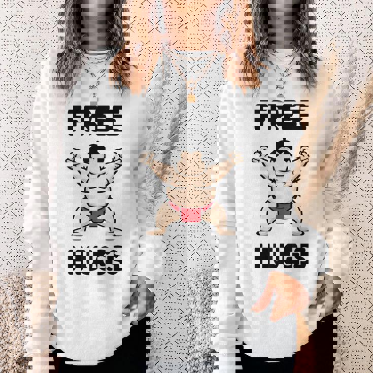 Free Hugs おもしろ相撲力士 相撲ハグ カワイイ相撲ハグ スウェットシャツ 彼女への贈り物