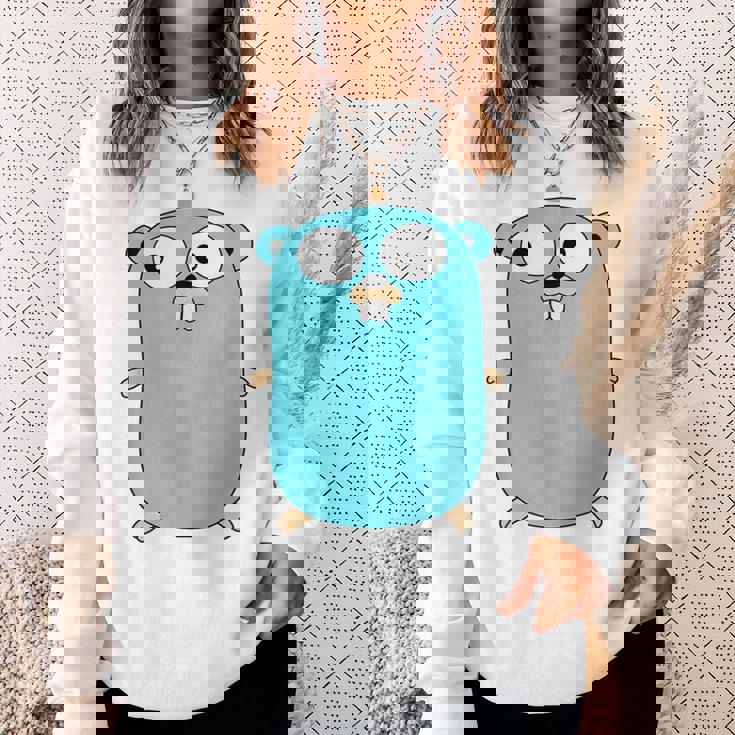 Go Golang プログラミング言語ロゴ マスコットゴファー スウェットシャツ 彼女への贈り物