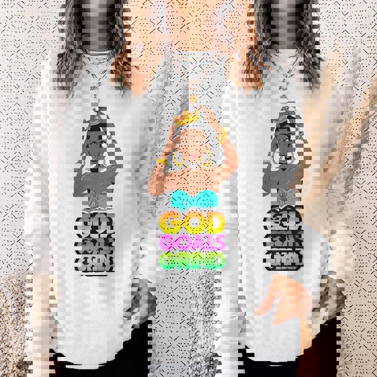 God Goals グラインドメラニン クリスチャン 楽しい ブラック クイーン ガールズ スウェットシャツ 彼女への贈り物