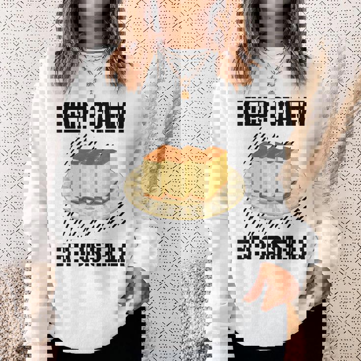 Keep Calm Eat Castella ヴィンテージ グランジ カステラ ケーキ好き スウェットシャツ 彼女への贈り物