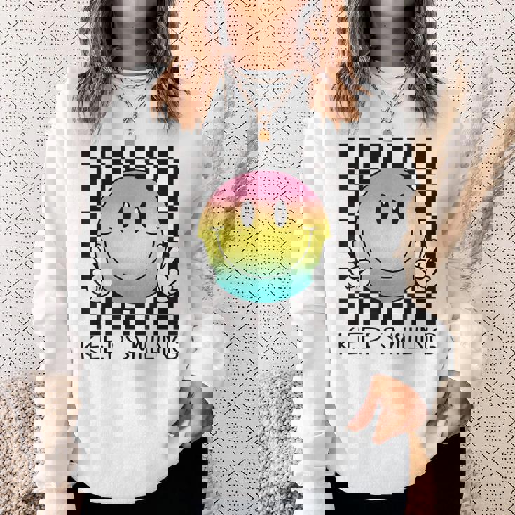 Keepmiling キュート 面白い ハッピー 平和 笑顔 ポジティブ スウェットシャツ 彼女への贈り物