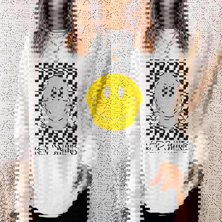 Keepmiling キュート 黄色 幸せ 平和 笑顔 ポジティブ スウェットシャツ 彼女への贈り物