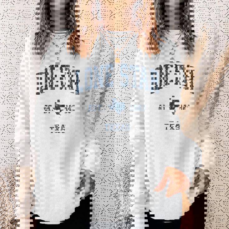 Lonetar Texas Tx ヴィンテージ アスレチック ネイビー スポーツデザイン スウェットシャツ 彼女への贈り物