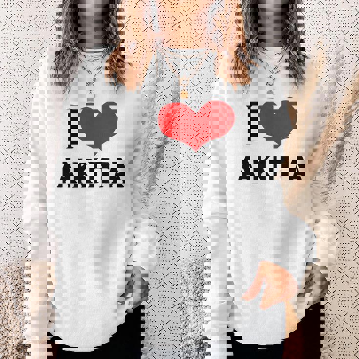 I Love Akita 愛 ハート 秋田 秋田県 日本 お土産 かわいい おしゃれ スウェットシャツ 彼女への贈り物