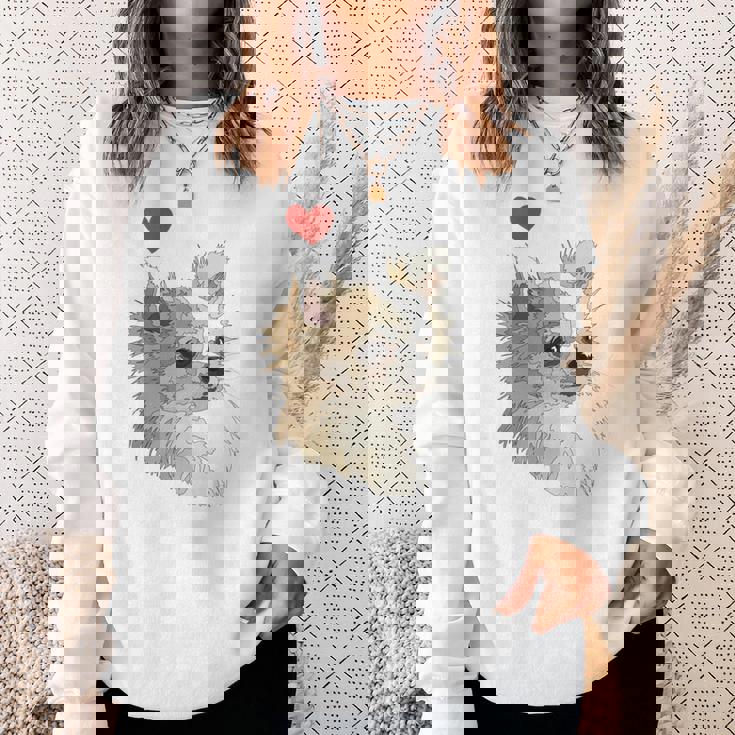 I Love Japan And Chihuahua 長髪 ちわわ ロングヘアママ 長袖tシャツ スウェットシャツ 彼女への贈り物