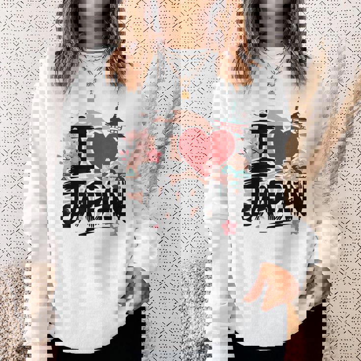 I Love Japan 桜 桜 日本の富士山 寺院 スウェットシャツ 彼女への贈り物