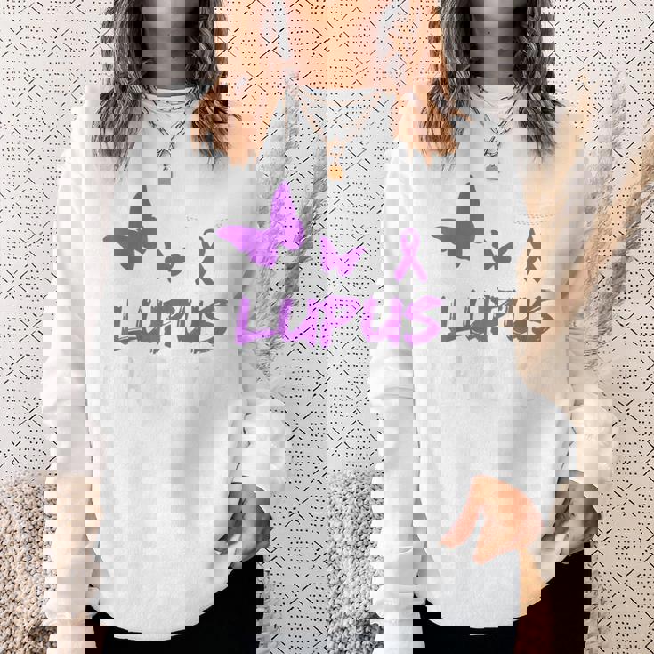 Lupus Warrior パープルバタフライ&リボン ポケット付き スウェットシャツ 彼女への贈り物