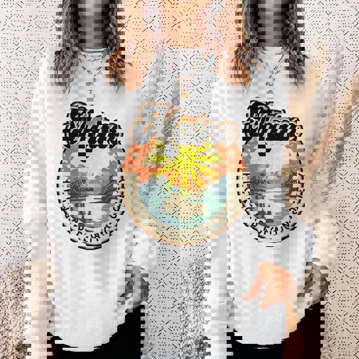 Maine Usa ハイキング ハイカー バックパッカー ハイキング 山 アウトドア 長袖tシャツ スウェットシャツ 彼女への贈り物