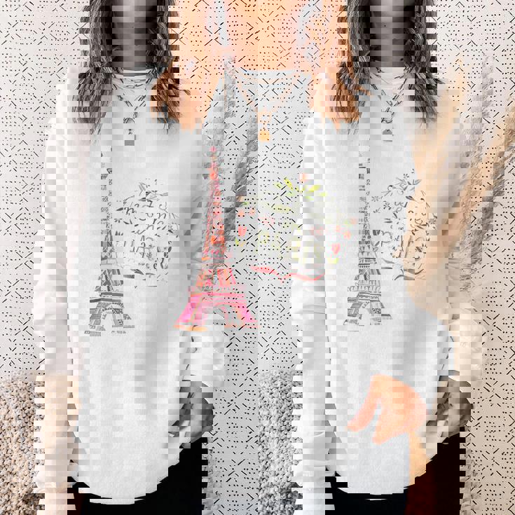 Meet Me In Paris 水彩プリントtシャツ エッフェル塔 スウェットシャツ 彼女への贈り物