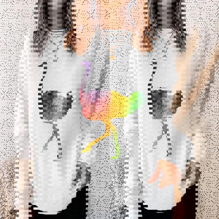 Ostrich African ダチョウ Animal Watercolor Graphic スウェットシャツ 彼女への贈り物