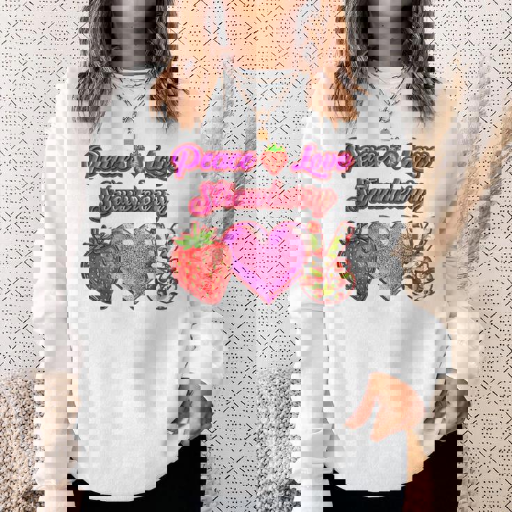 Peace Love イチゴ好き 果物食主義者 果実 果実 果実 スウェットシャツ 彼女への贈り物