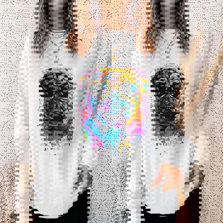 Pug Dog Lovers カラフル ポップアート パグ 長袖tシャツ スウェットシャツ 彼女への贈り物