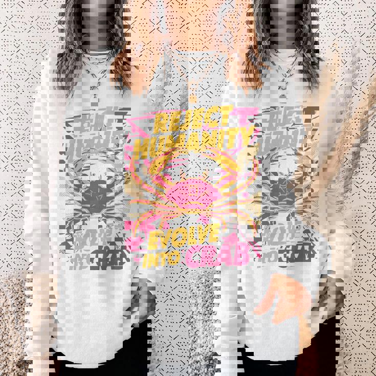 Reject Humanity Evolve To Crab ファニーカニ 長袖tシャツ スウェットシャツ 彼女への贈り物