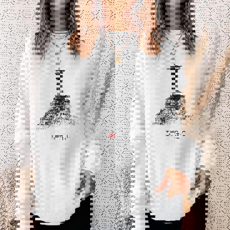 Rio De Janeiro リオデジャネイロのスカイライン イエスキリストの像 ブラジル 愛 スウェットシャツ 彼女への贈り物