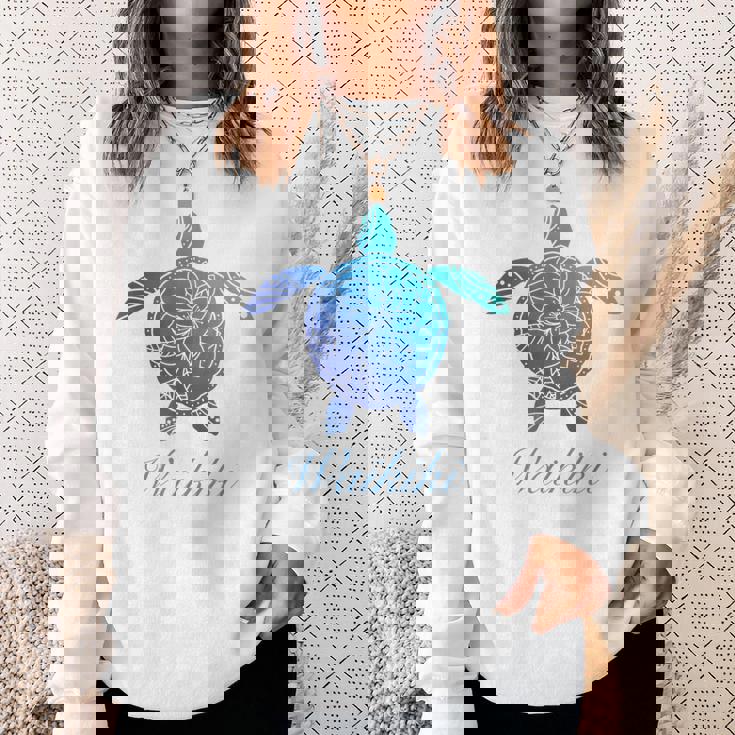 Save The Hawaiiea Turtles ハワイアンブルー トライバルタートルホヌ スウェットシャツ 彼女への贈り物