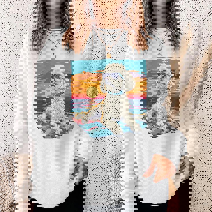 Sunny Day Doggy グラフィックデザイン ビーチレディ 子犬 長袖tシャツ スウェットシャツ 彼女への贈り物