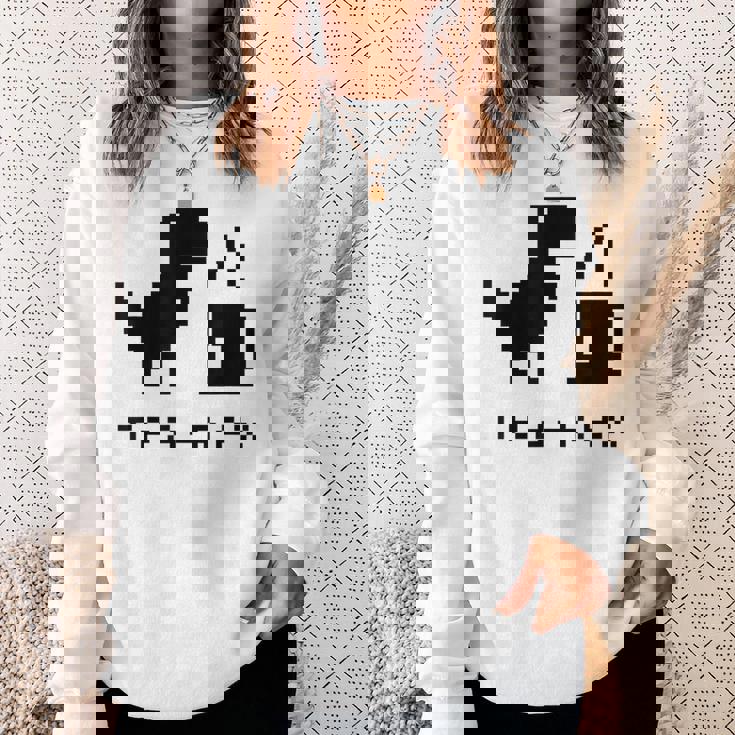 Tea Rex Pixel 8ビットゲーム恐竜 スウェットシャツ 彼女への贈り物