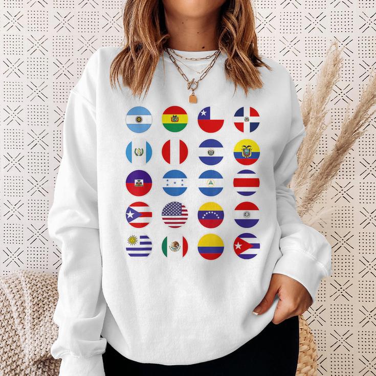 Todas Banderas Latinoamericanas Países Banderas Latinoamerica Camisa de entrenamiento Regalos para ella
