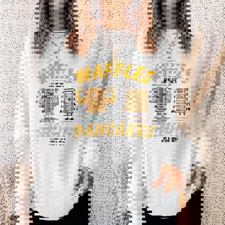 Waffles Are Just Pancakes With Abs Breakfast ワッフル愛好家 スウェットシャツ 彼女への贈り物