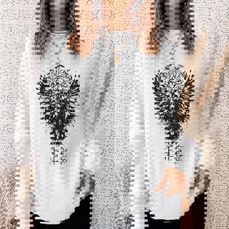 Walhalla Raven Odins ルーンズ ノルディック コンパス バイキング 長袖tシャツ スウェットシャツ 彼女への贈り物