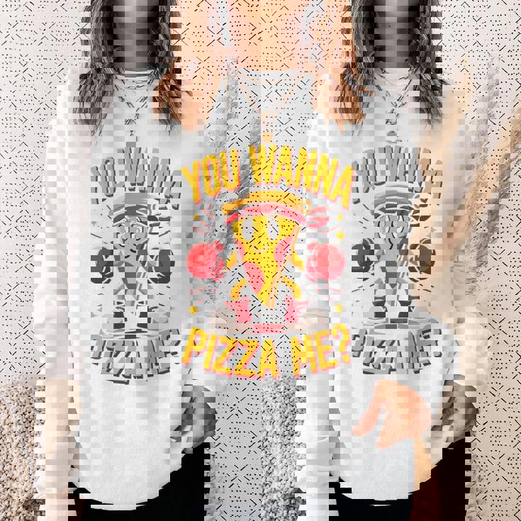 You Wanna Pizza Me 面白い ファイター ピザ愛好家 ファーストフード しゃれ 長袖tシャツ スウェットシャツ 彼女への贈り物
